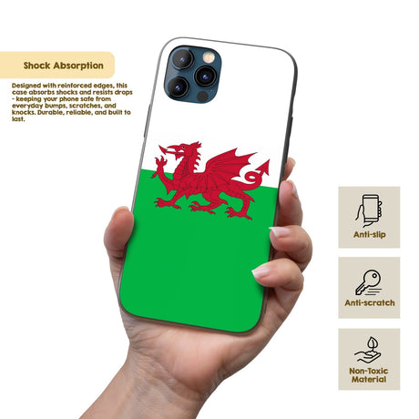 Welsh Flag Wales Custom Printed iPhone Case - Black TPU Cover Gift Personalised