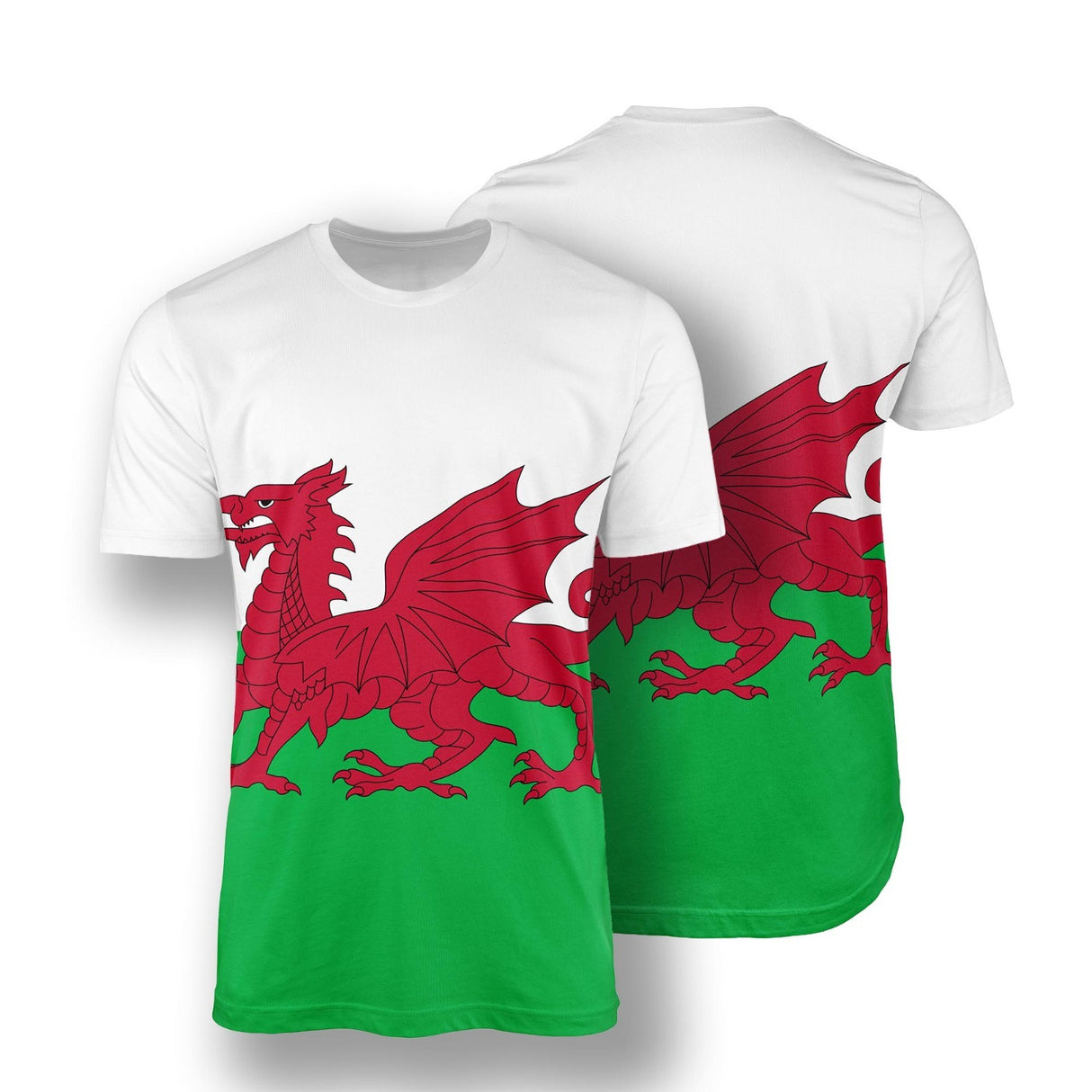 Custom Welsh Dragon Flag T-Shirt All Over Print Unisex Patriotic Tee Gift
