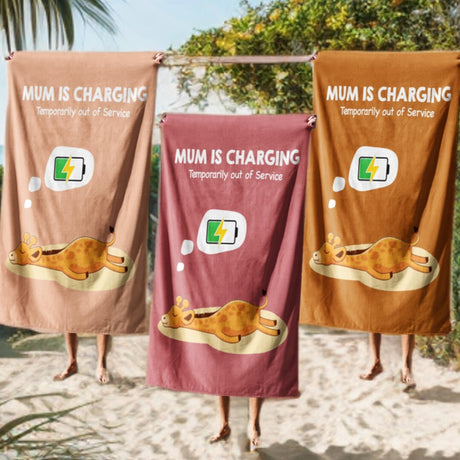 Mum Is Charging Funny Animal Novelty Absorbent Beach Bath Sheet Towel Gift