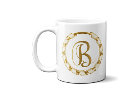 Gold Ring Ribbon Border Coffee Tea Mug 11oz Mug And Coaster Set Option