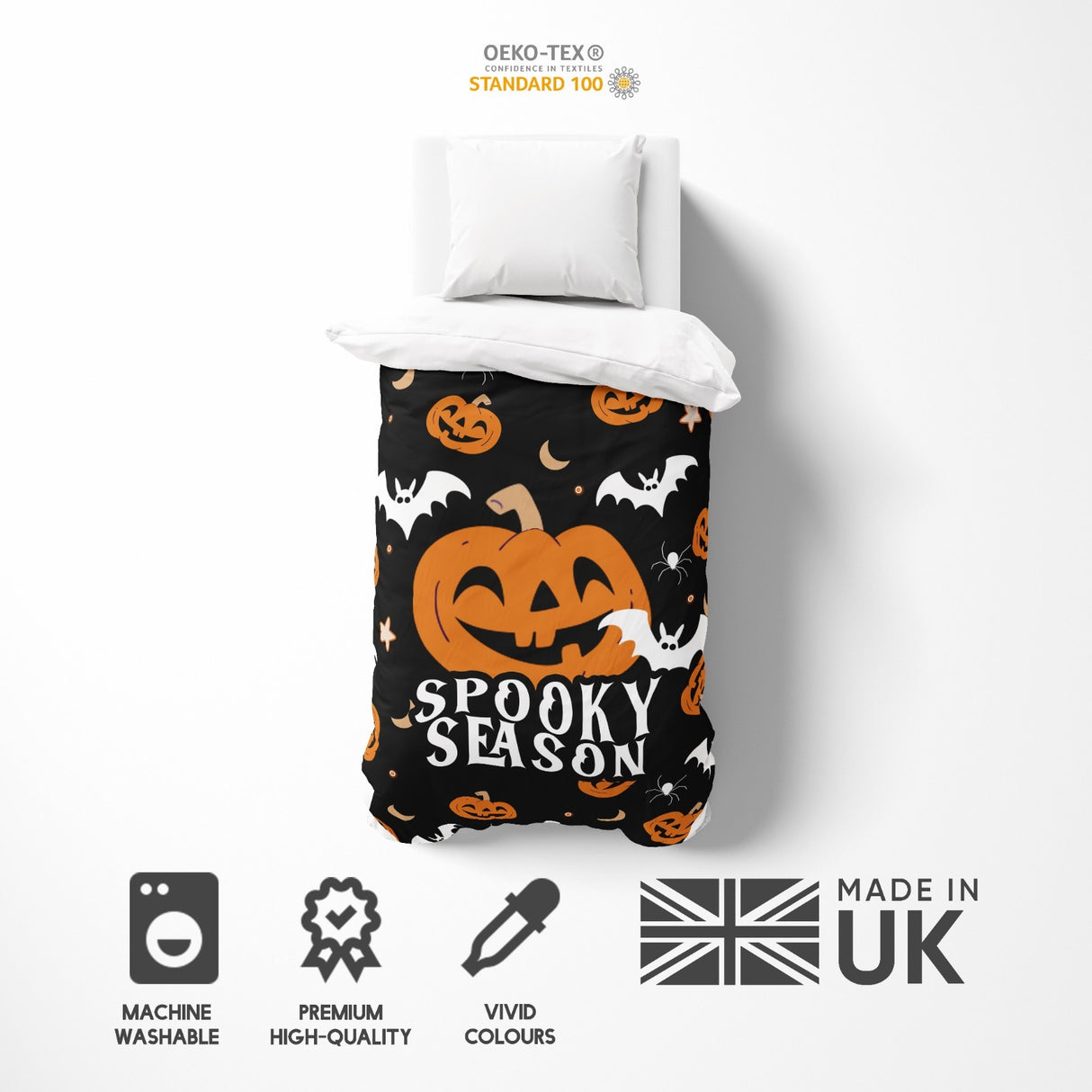 Spooky Season Halloween Bats Custom Single Bed Duvet Cover Pillowcase Set Gift