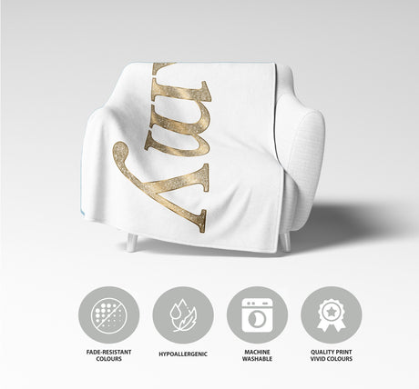 Personalised Name Vector Golden Alphabet Soft Fleece Mink Blanket Gift Decor