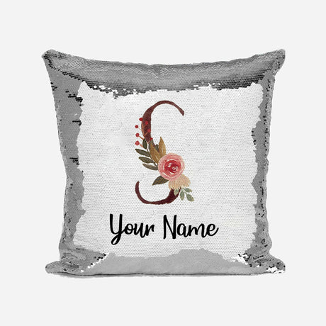 Personalised Floral Watercolour Effect Alphabet Sequin Magic Cushion + Pillow