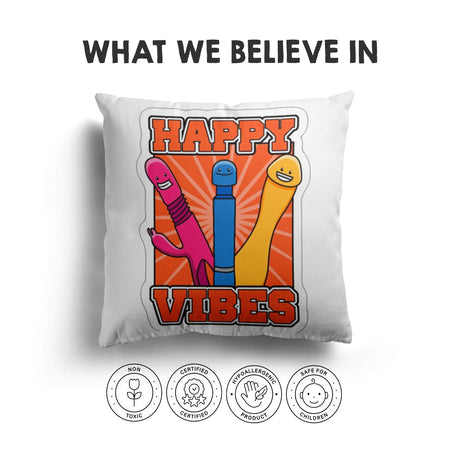 Happy Vibes Rude Funny Novelty Custom Colour Square Filled Cushion Decor Gift