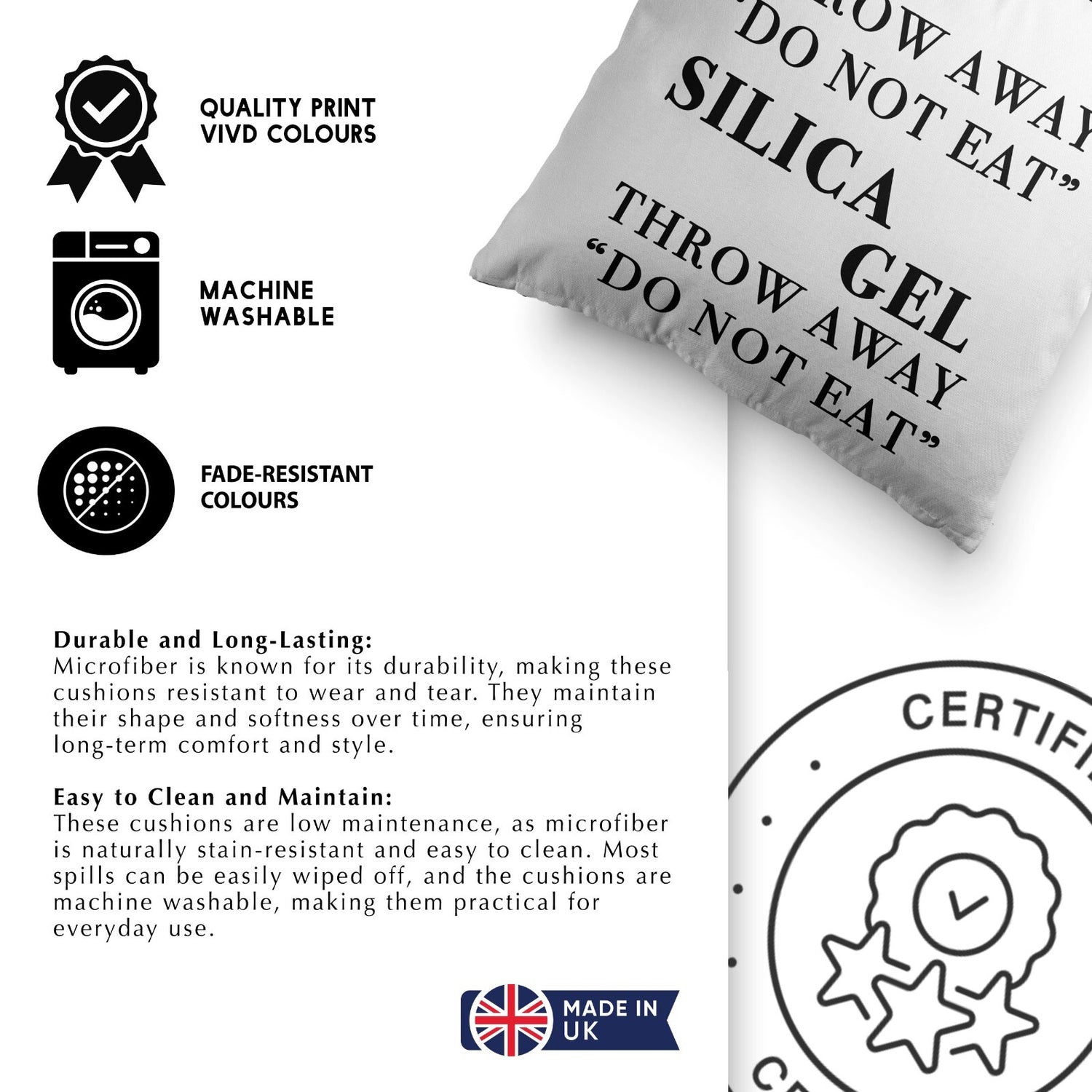 Silica Gel Funny Prank Cheeky Novelty Joke Square Fill Zip Close Cushion Throw