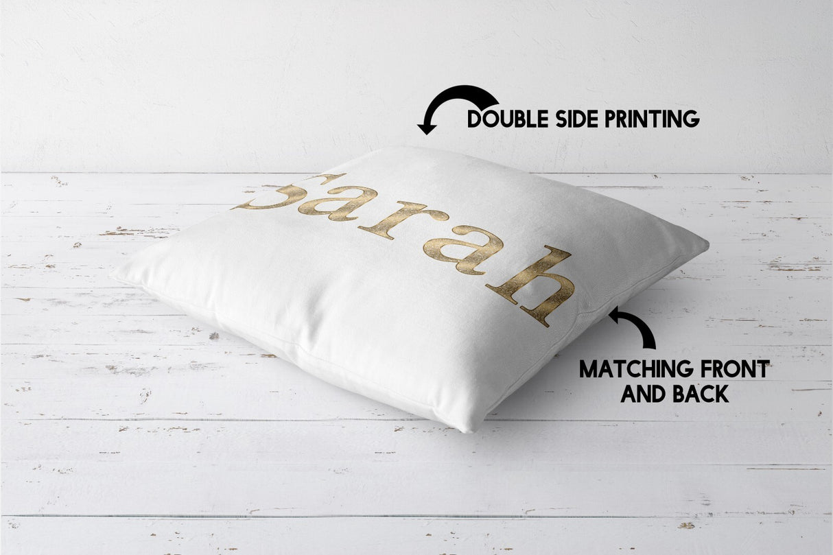 Personalised Name Vector Golden Alphabet Soft Square Filled Cushion Throw Decor