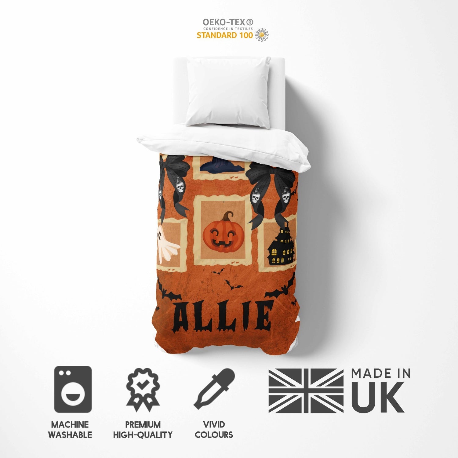 Halloween Spooky Personalised Single Bed Duvet Cover Pillowcase Set Custom Gift