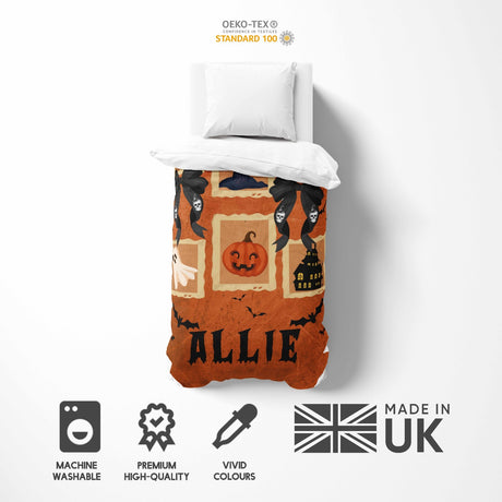 Halloween Spooky Personalised Single Bed Duvet Cover Pillowcase Set Custom Gift