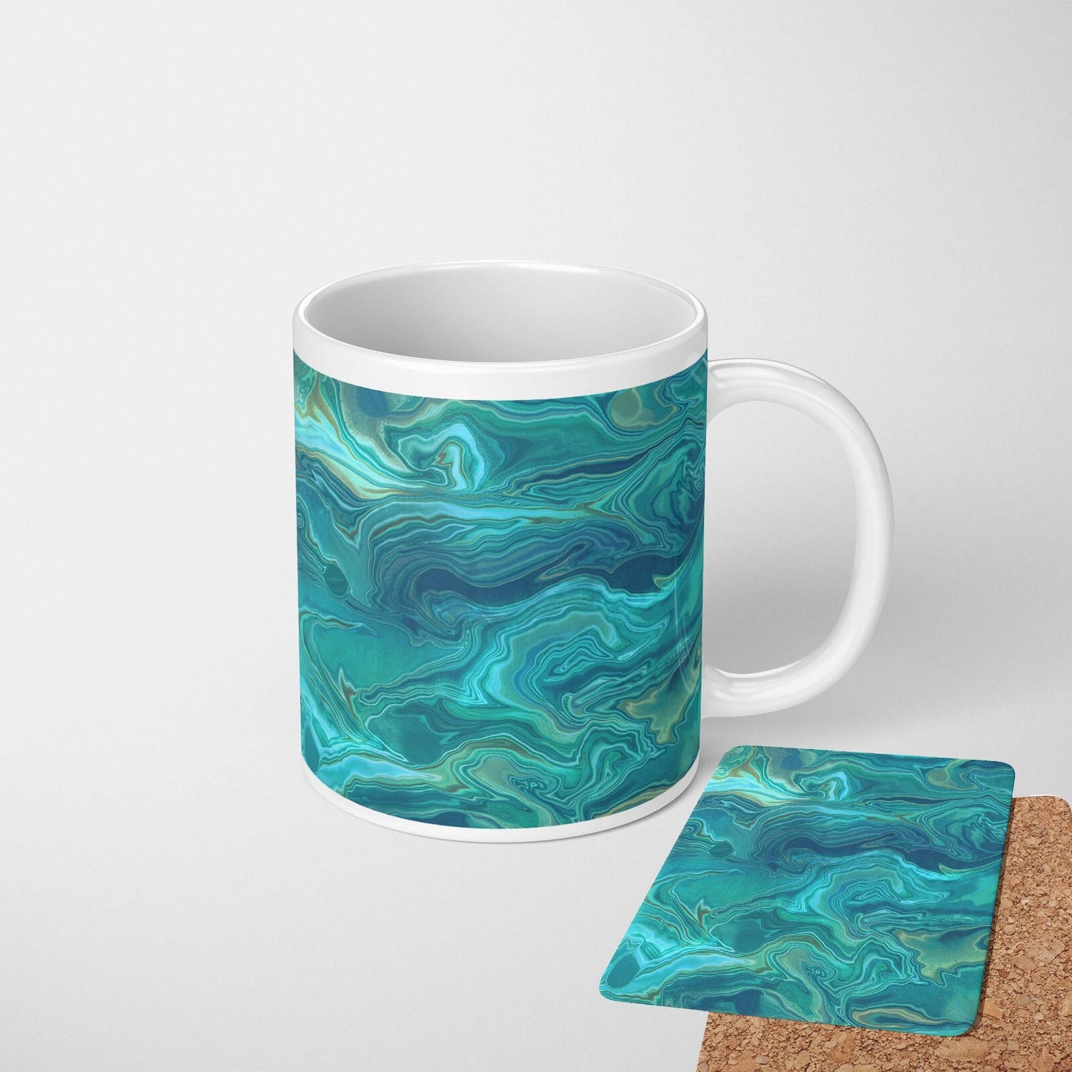 Liquid Marble Custom Design Coffee Tea Mug + Coaster Option Gift For Him Her