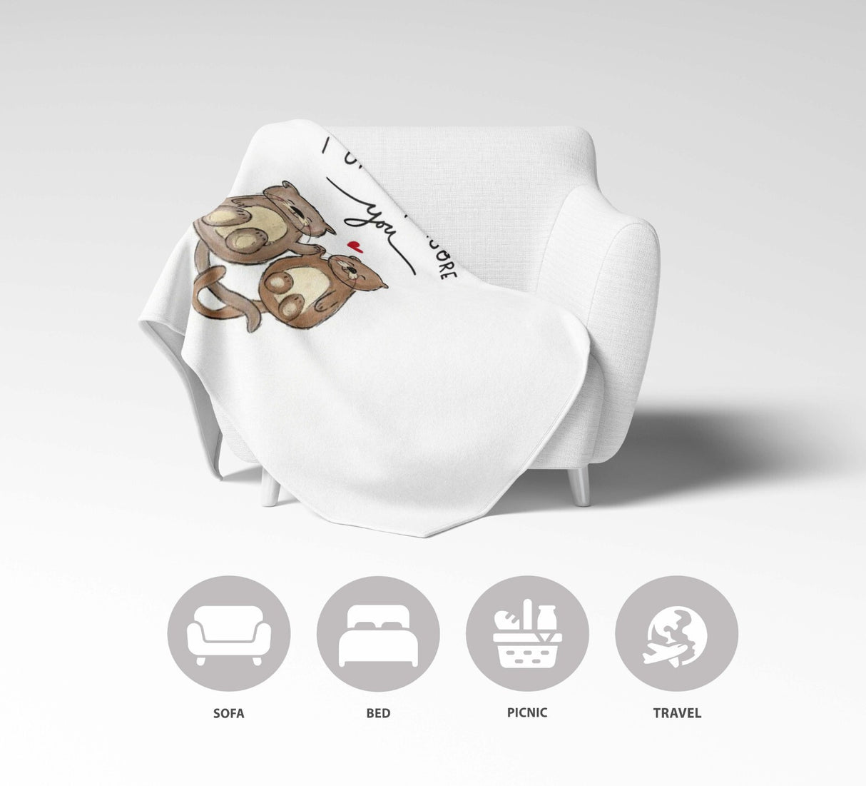 Otterly Adore You Cute Love Valentines Anniversary Fleece Mink Blanket Gift