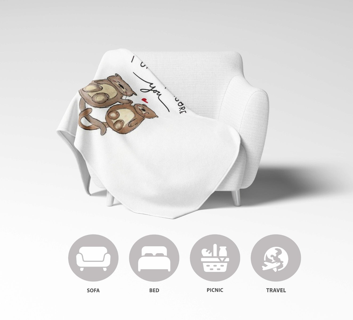 Otterly Adore You Cute Love Valentines Anniversary Fleece Mink Blanket Gift