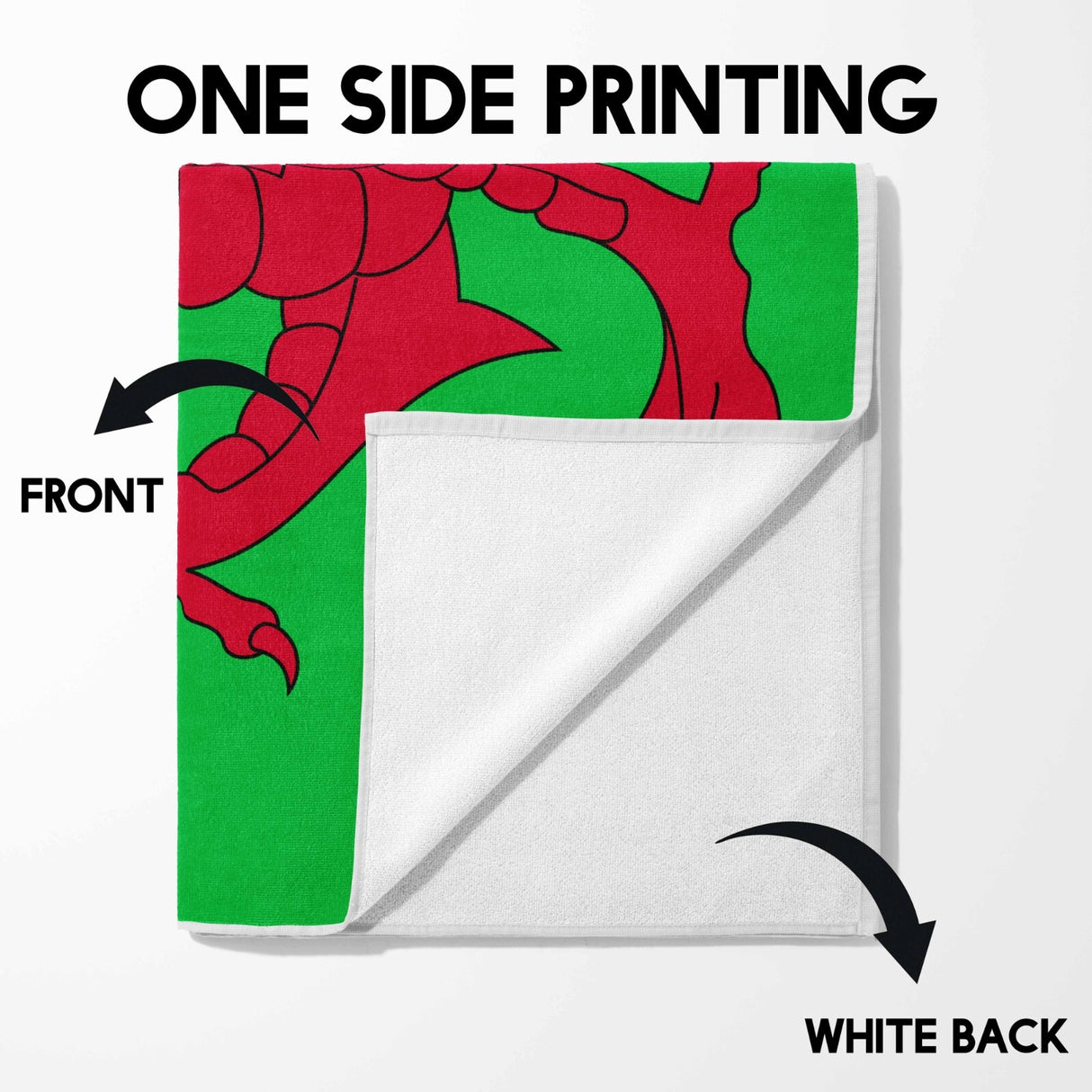 Wales Flag Welsh Dragon Custom Made Soft Highly Absorbent Beach Bath Sheet
