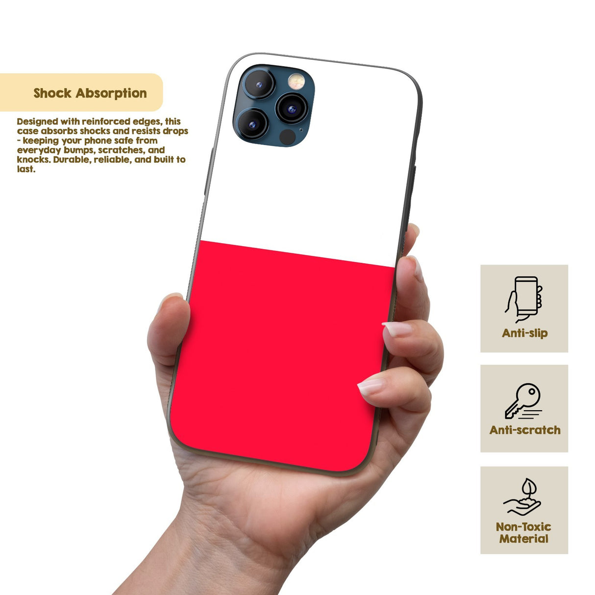 Poland Flag Polish Design Printed iPhone Case Black TPU Cover Protector Custom