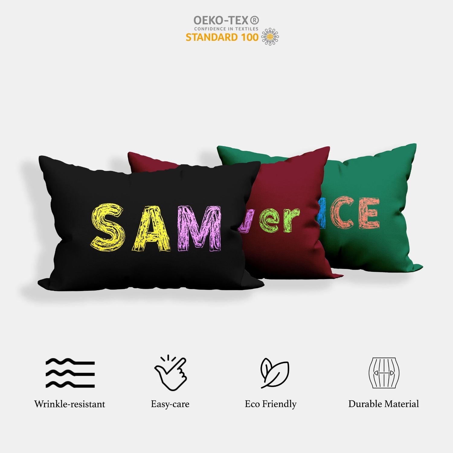 Personalised Any Name Colourful Retro Customised Printed Soft Pillowcase Pillow