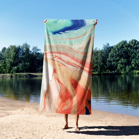 Liquid Marble Abstract Custom Design Coloured Novelty Beach Bath Sheet Towel