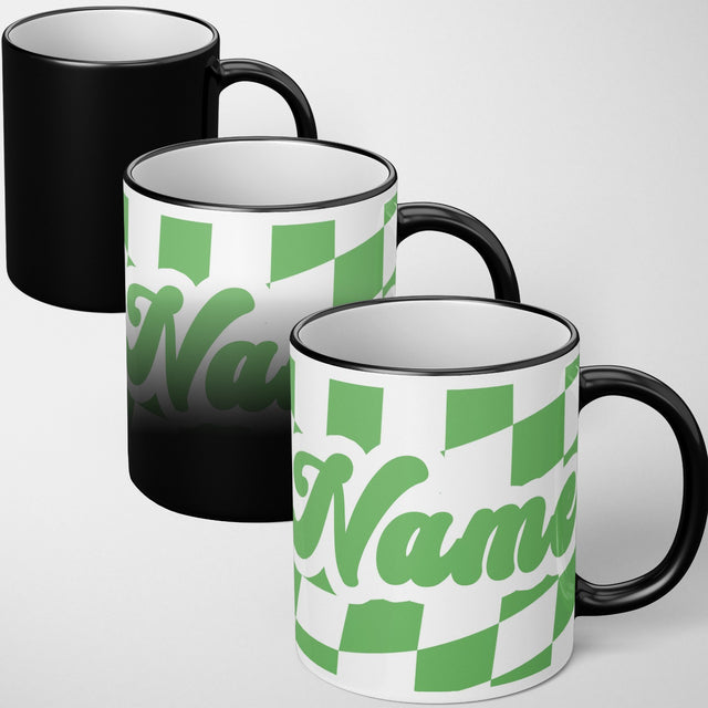Personalised Custom Retro Vans Checker Name Heat Sensitive Colour Changing Mug