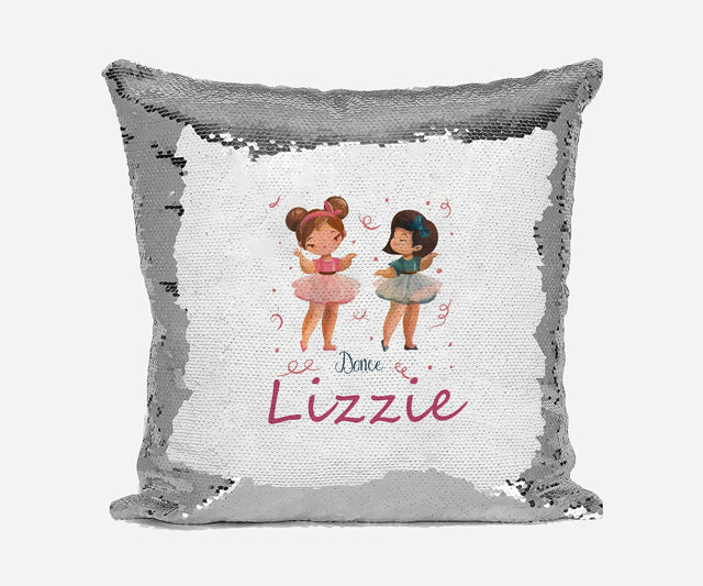 Personalised Name Shiny Sequin Magic Girls Dance Party Cushion Cover + Pillow