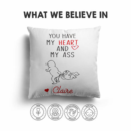 You Have My Heart Personalised Name Valentines Love Square Filled Cushion Decor