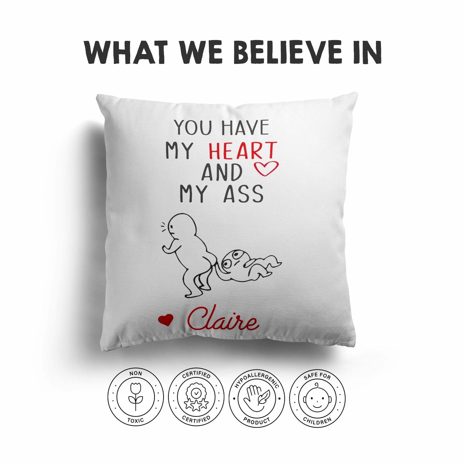 You Have My Heart Personalised Name Valentines Love Square Filled Cushion Decor