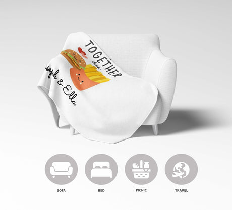 We Go Together Like Burger Fries Valentines Anniversary Fleece Mink Blanket Gift