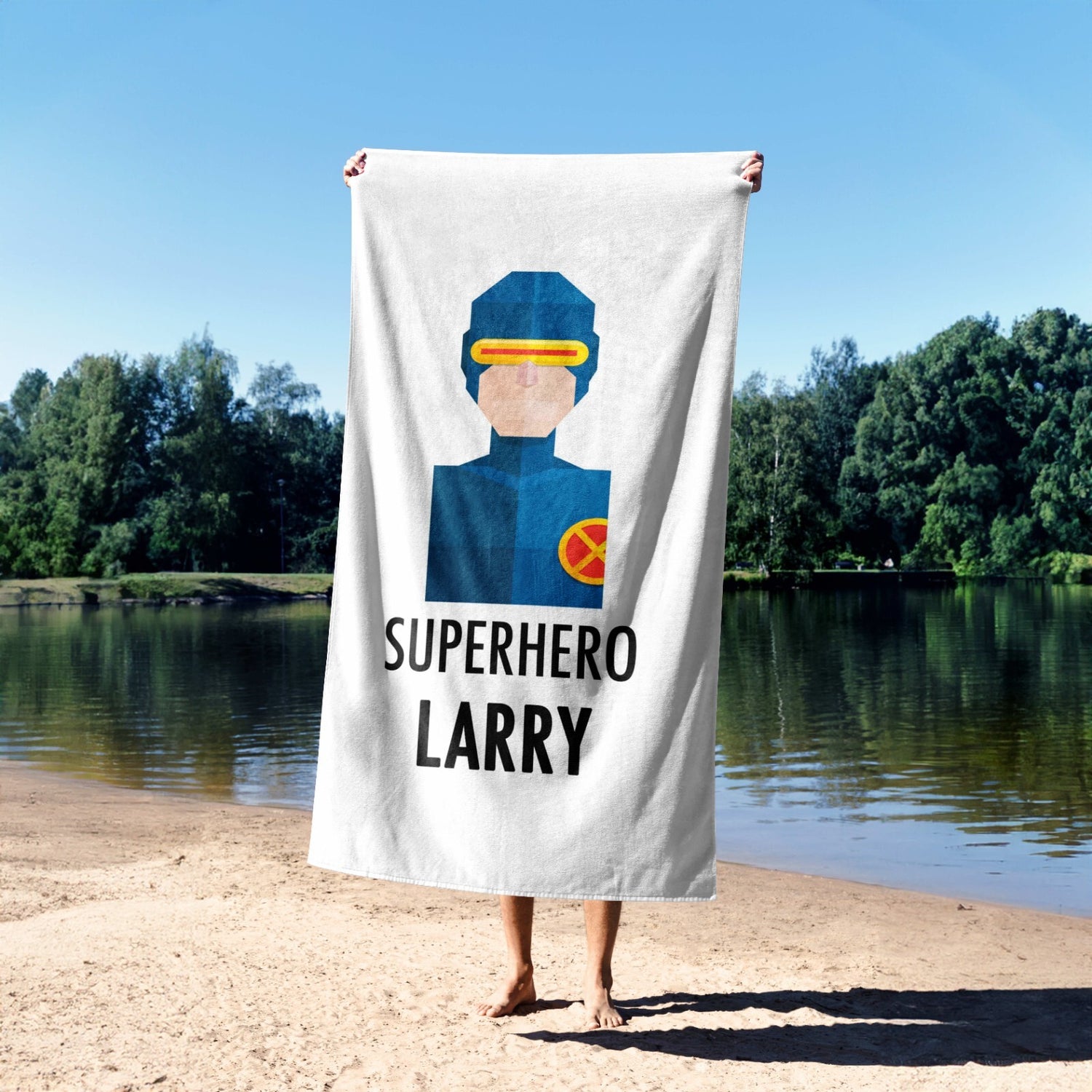 Superhero Personalised Name Custom Colour Kids Absorbent Beach Bath Sheet Towel