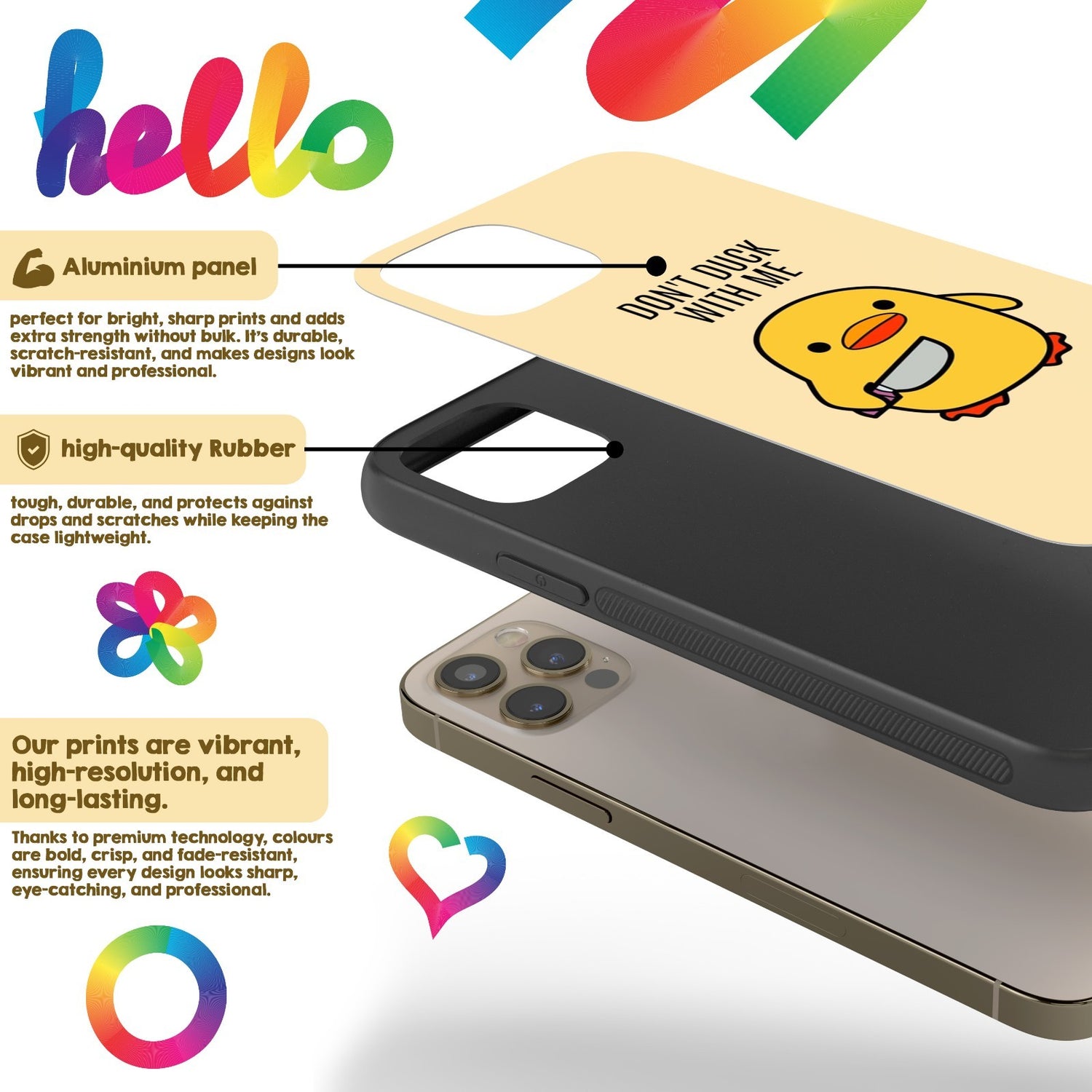 Don't Duck With Me Funny - Personalised Custom Cover - Printed iPhone Black Case