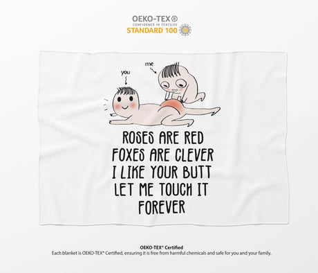 Roses Are Red Foxes Are Clever Valentines Anniversary Fleece Mink Blanket Gift