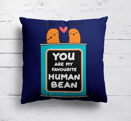 Personalised My Favourite Human Bean Name Novelty Soft Square Fill Cushion Throw