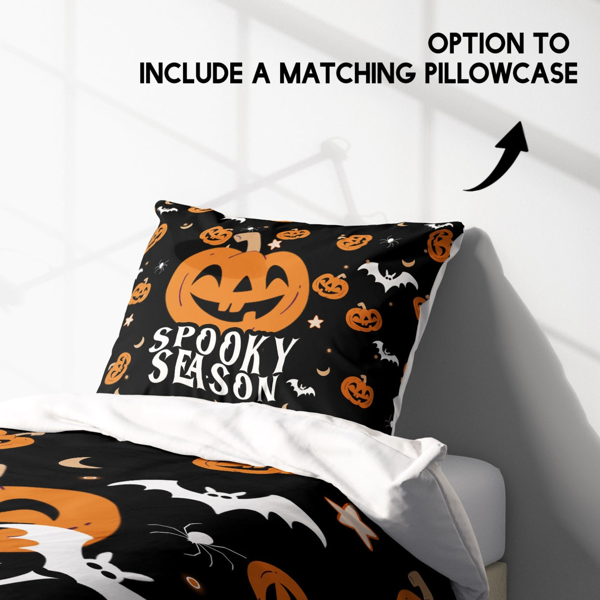 Spooky Season Halloween Bats Custom Single Bed Duvet Cover Pillowcase Set Gift