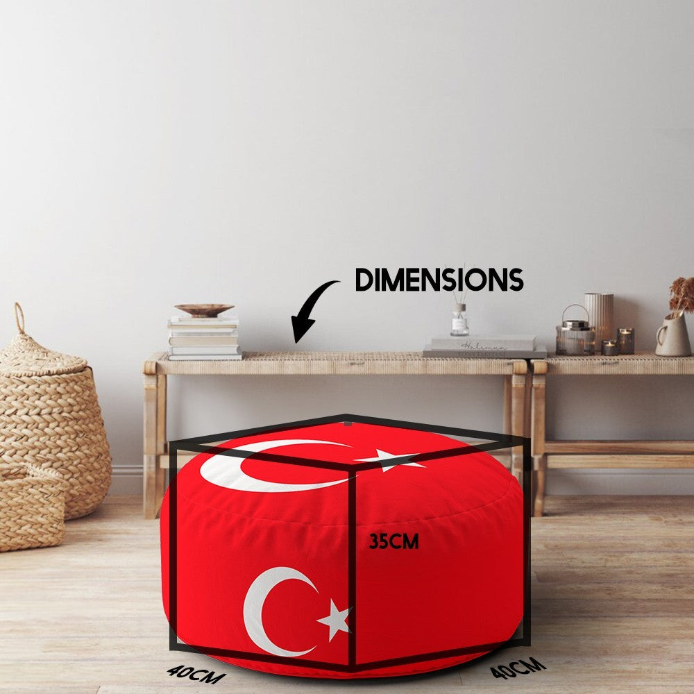 Turkey Flag Turkish Ottoman Filled Pouffe Footrest Washable Cover Custom Gift