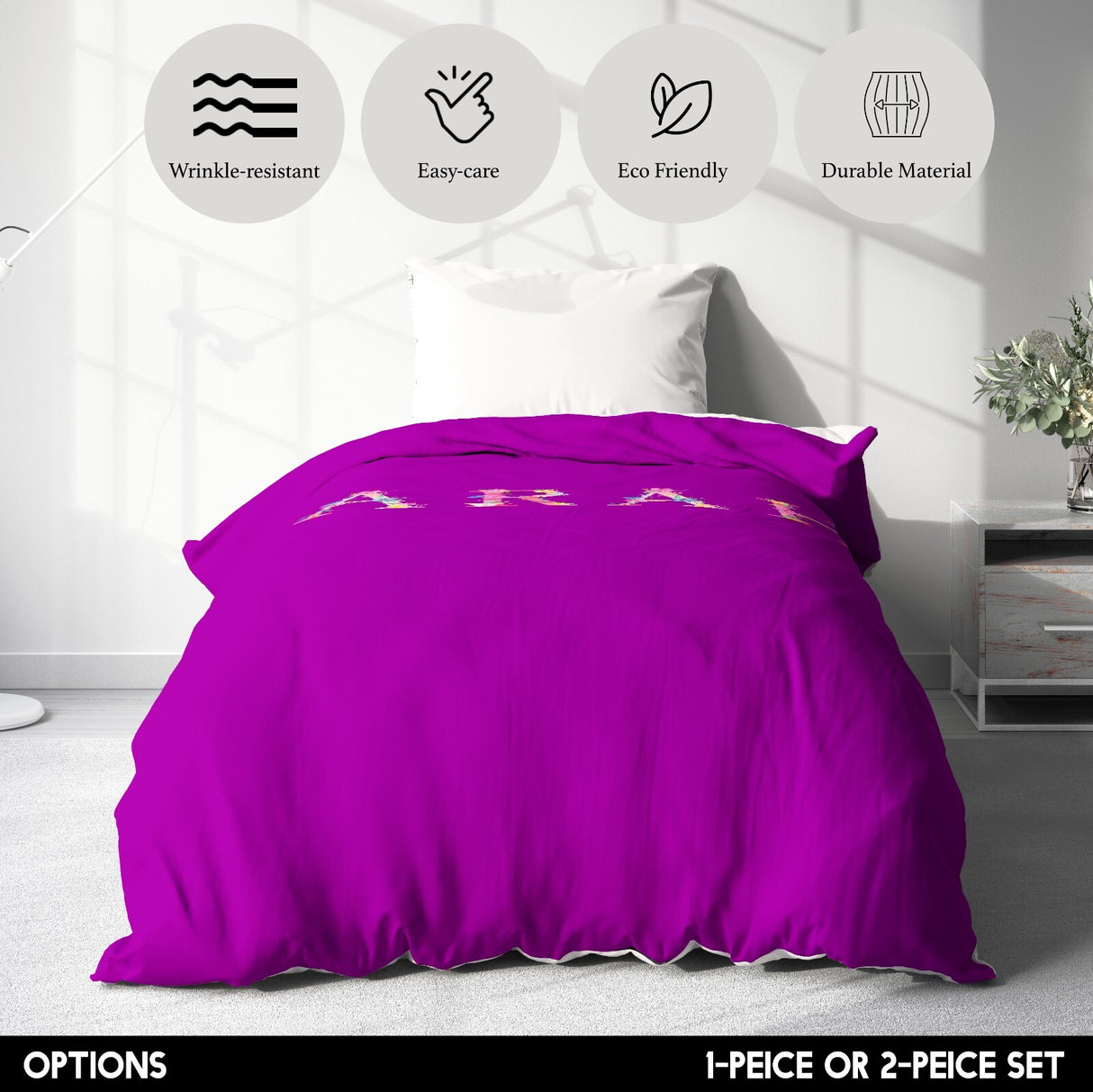 Personalised Pink Floral Alphabet Font Soft Single Size Novelty Bed Duvet Cover