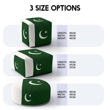 Pakistan Flag Design Custom - Ottoman Filled Pouffe Footrest Inc Washable Cover