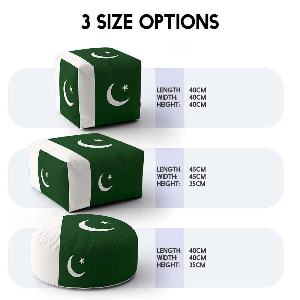 Pakistan Flag Design Custom - Ottoman Filled Pouffe Footrest Inc Washable Cover