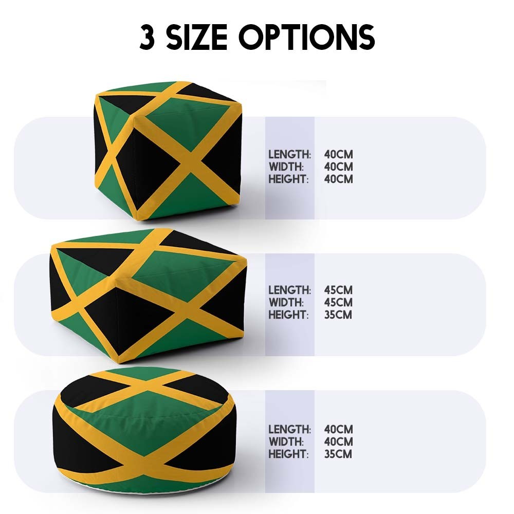 Jamaican Flag Design Custom - Ottoman Filled Pouffe Footrest Inc Washable Cover