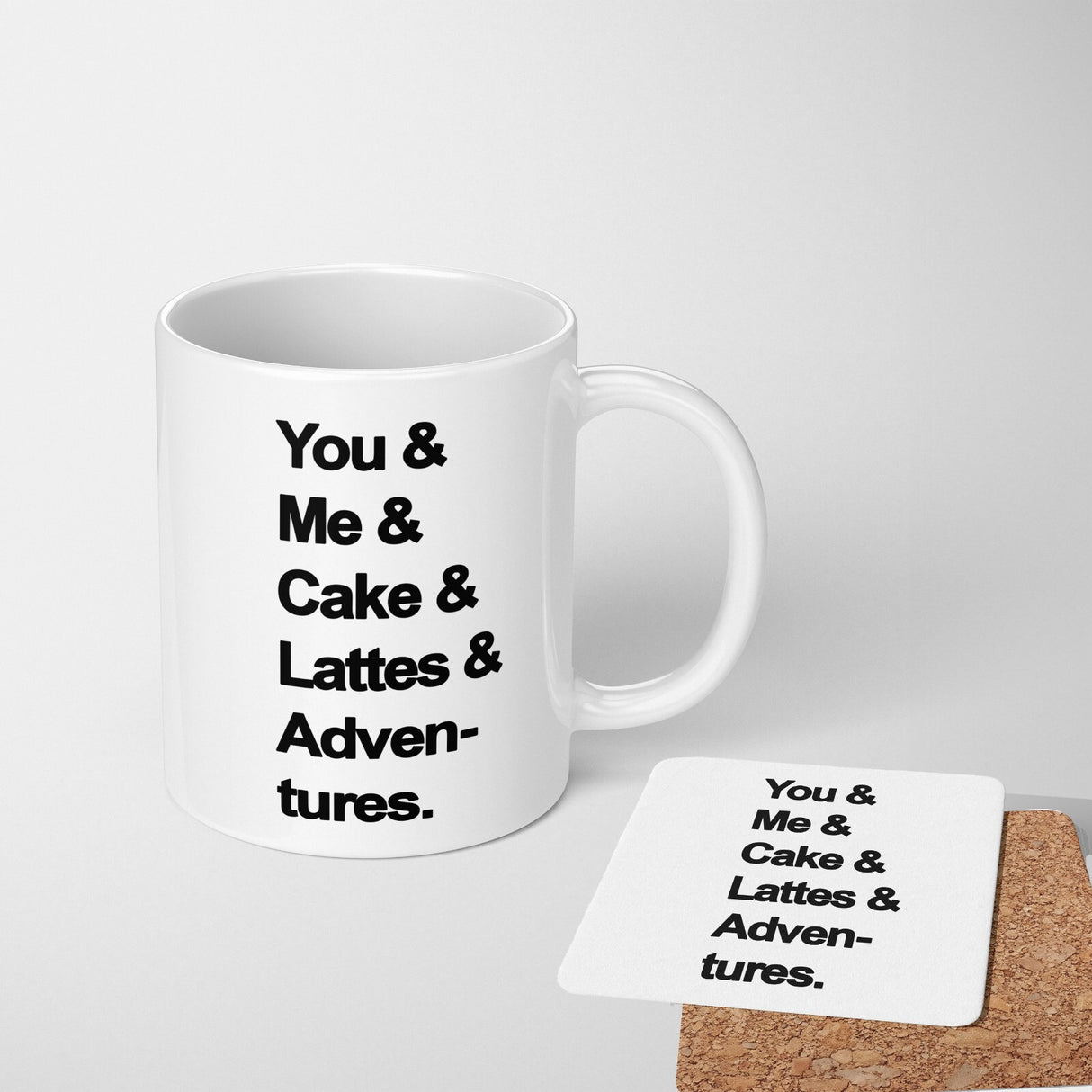 My Favourite Things Text Novelty Print Love Coffee Tea Mug Coaster Gift Him Her