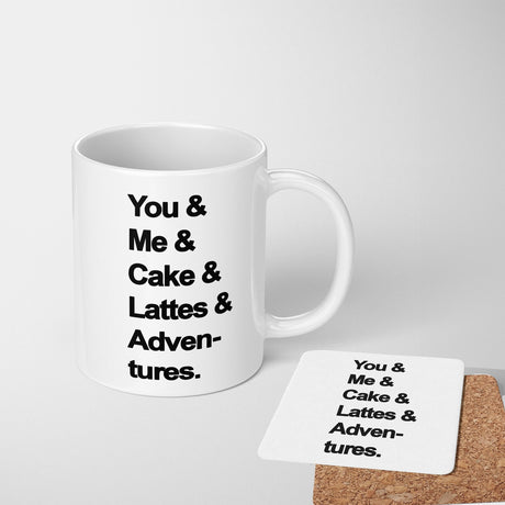 My Favourite Things Text Novelty Print Love Coffee Tea Mug Coaster Gift Him Her