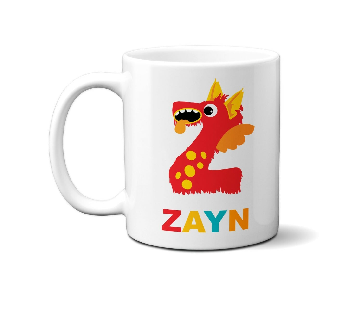 Personalised Children Monster Name Initial Letter Coffee Mug Gift 11oz Ceramic