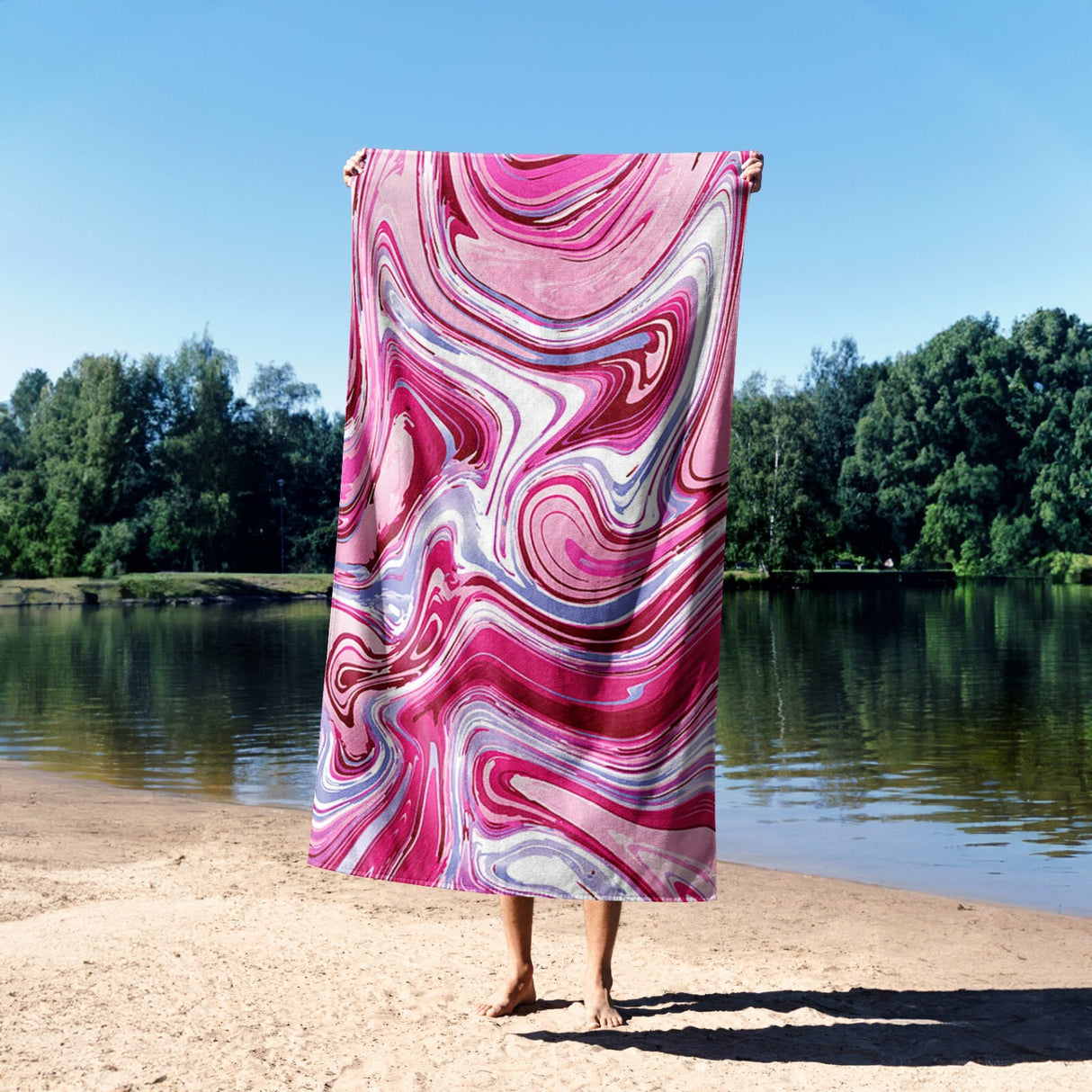 Liquid Marble Abstract Custom Design Coloured Novelty Beach Bath Sheet Towel