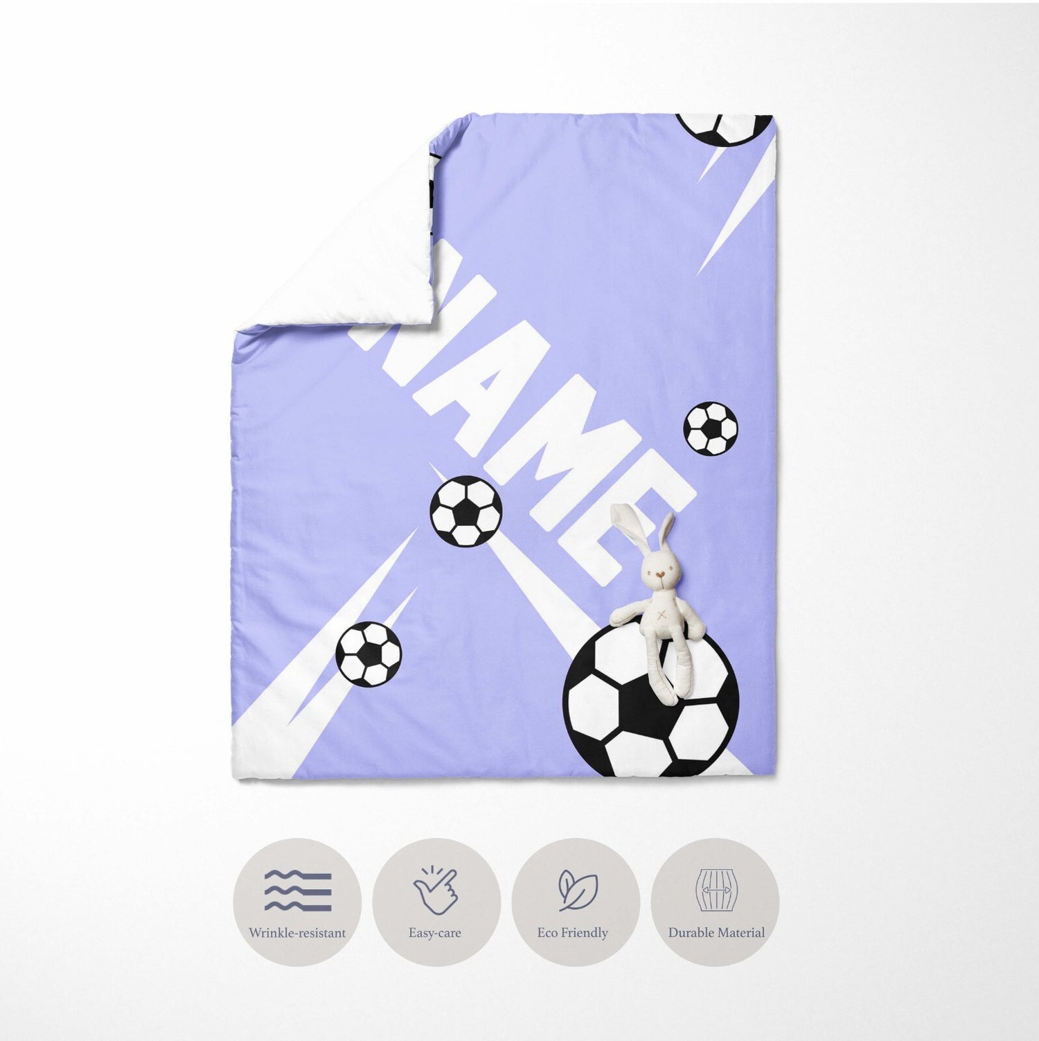 Personalised Custom Name Football Striker Kids Cot Bed Duvet Cover + Pillowcase