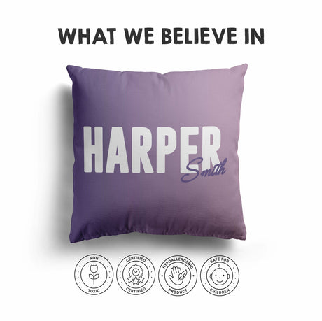 Personalised Name Gradient Two Tone Coloured Square Fill Zipped Cushion Throw