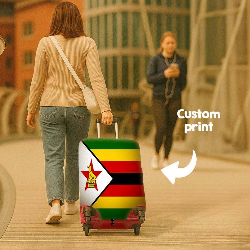 Zimbabwe Flag Suitcase Cover Travel Gift Stretch Fit Luggage Protector Custom