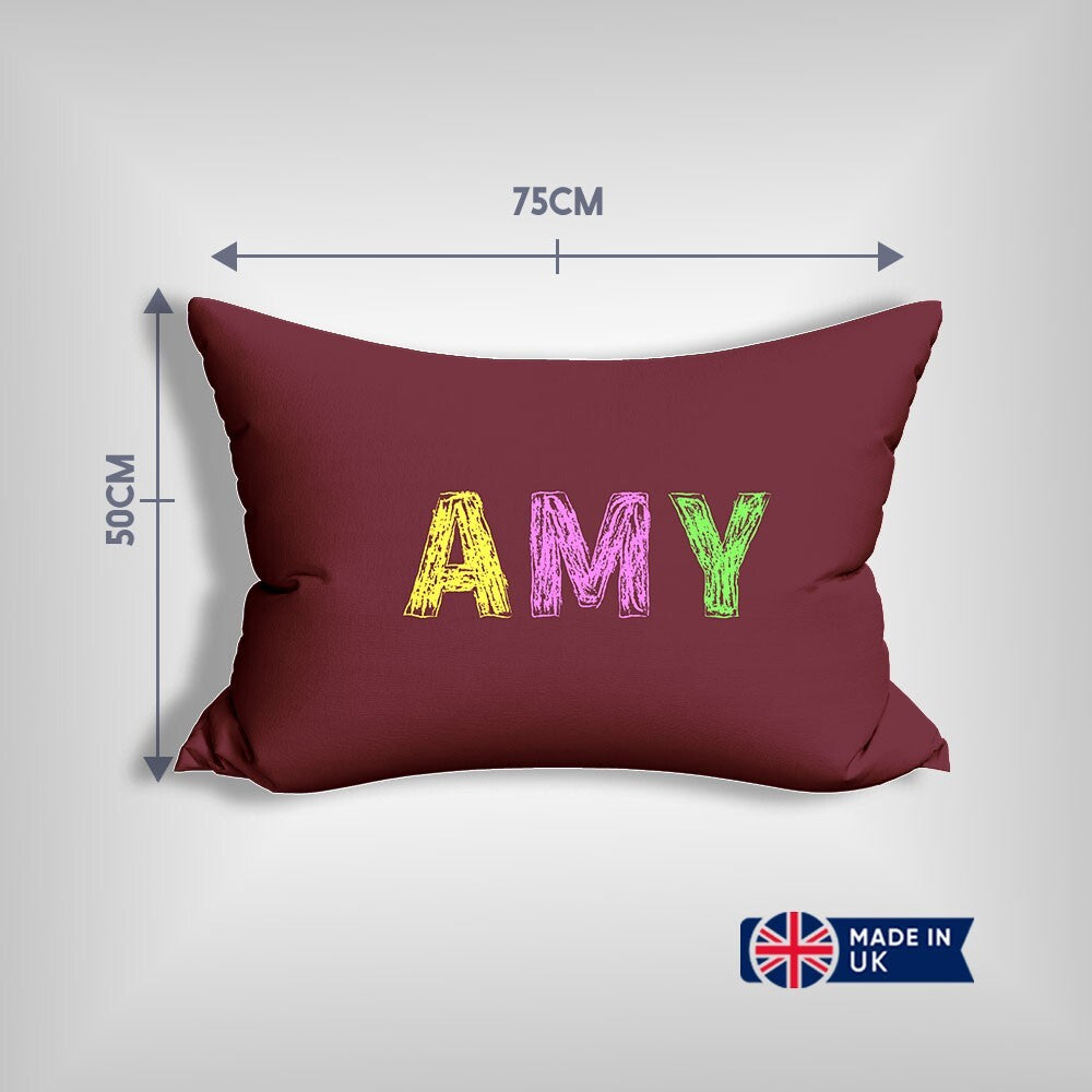 Personalised Any Name Colourful Retro Customised Printed Soft Pillowcase Pillow