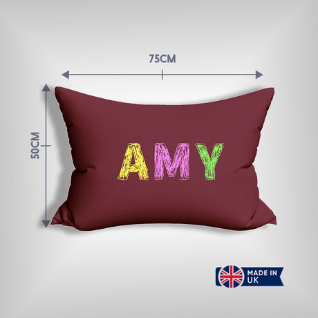 Personalised Any Name Colourful Retro Customised Printed Soft Pillowcase Pillow
