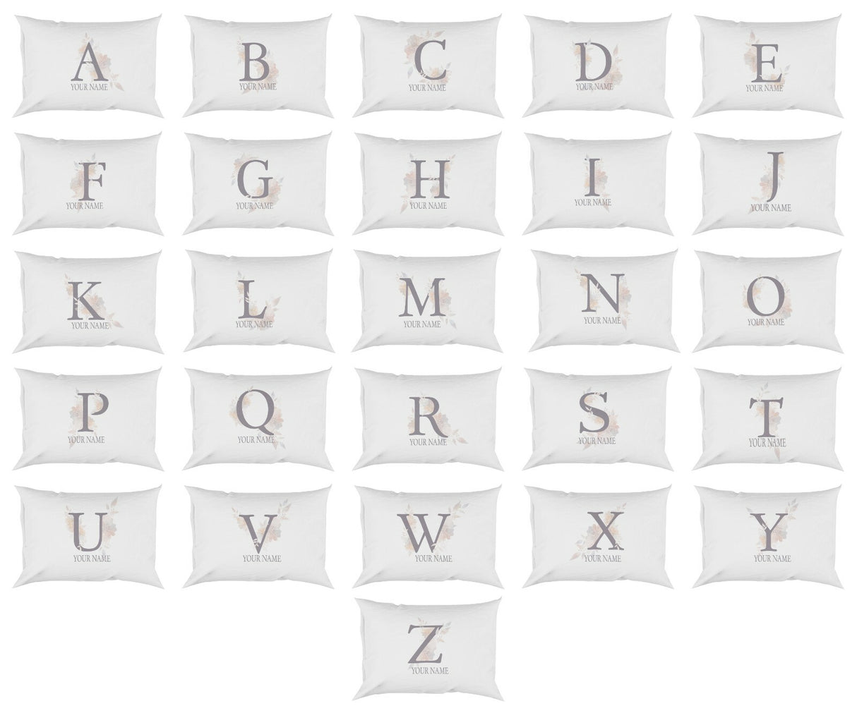 Personalised Misty Dusty Pastel Alphabet Floral Name Initial Letter Pillow Case