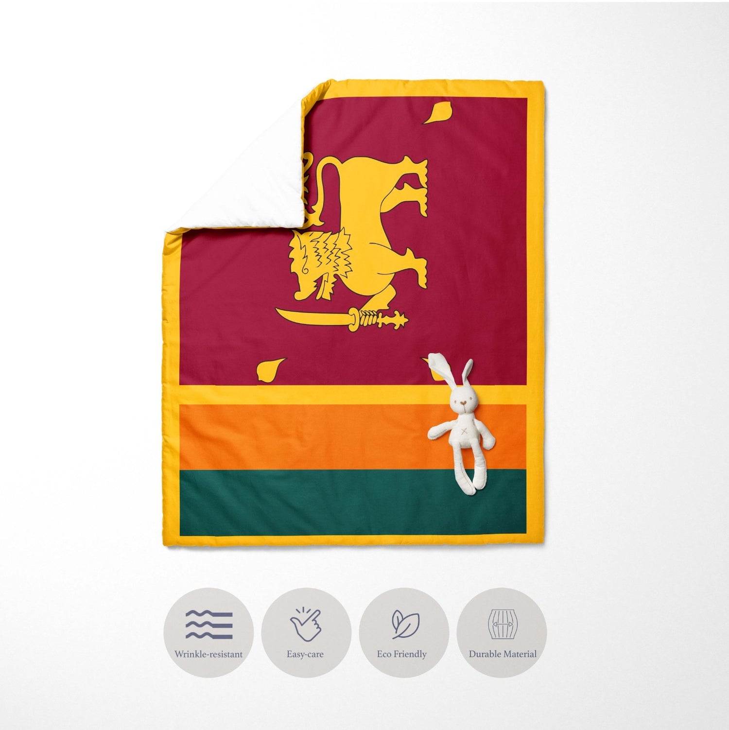 Sri Lanka Flag Cot Bed Duvet Cover Toddler Pillowcase Design Gift Custom Cosy