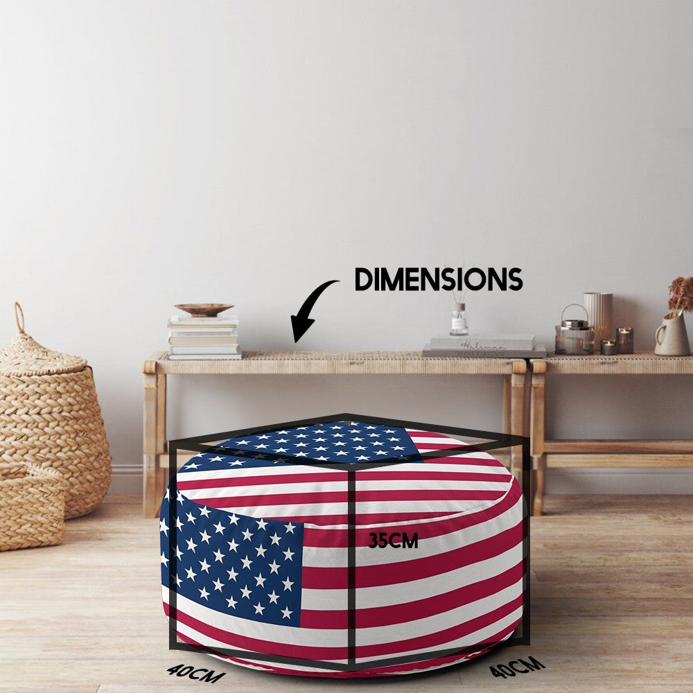 USA Flag America Ottoman Filled Pouffe Footrest Washable Cover Custom Made Gift
