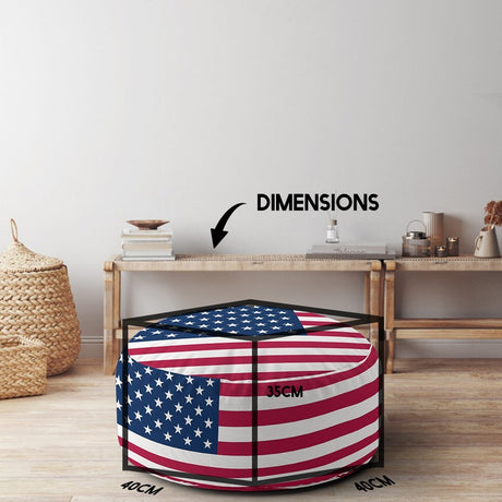 USA Flag America Ottoman Filled Pouffe Footrest Washable Cover Custom Made Gift