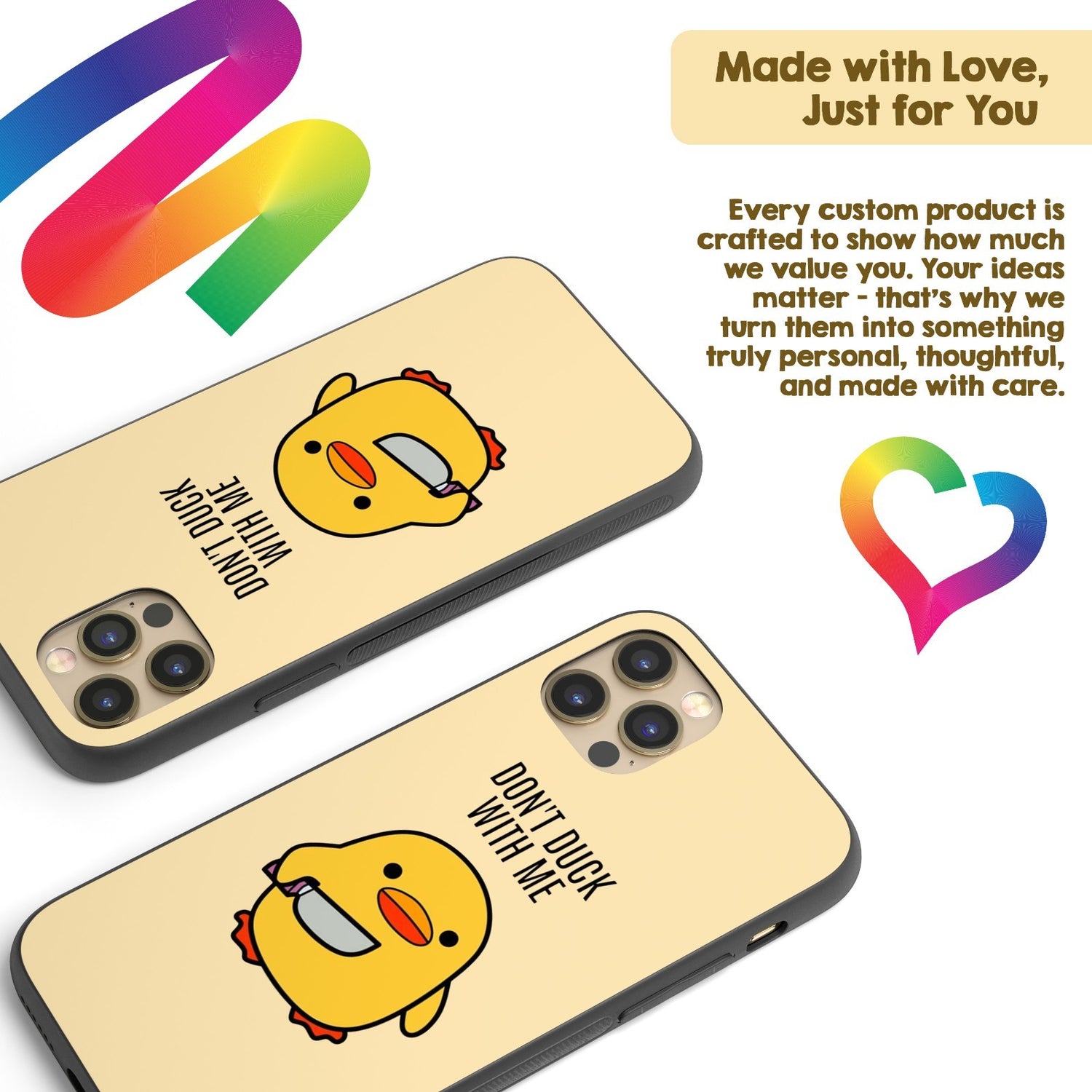 Don't Duck With Me Funny - Personalised Custom Cover - Printed iPhone Black Case