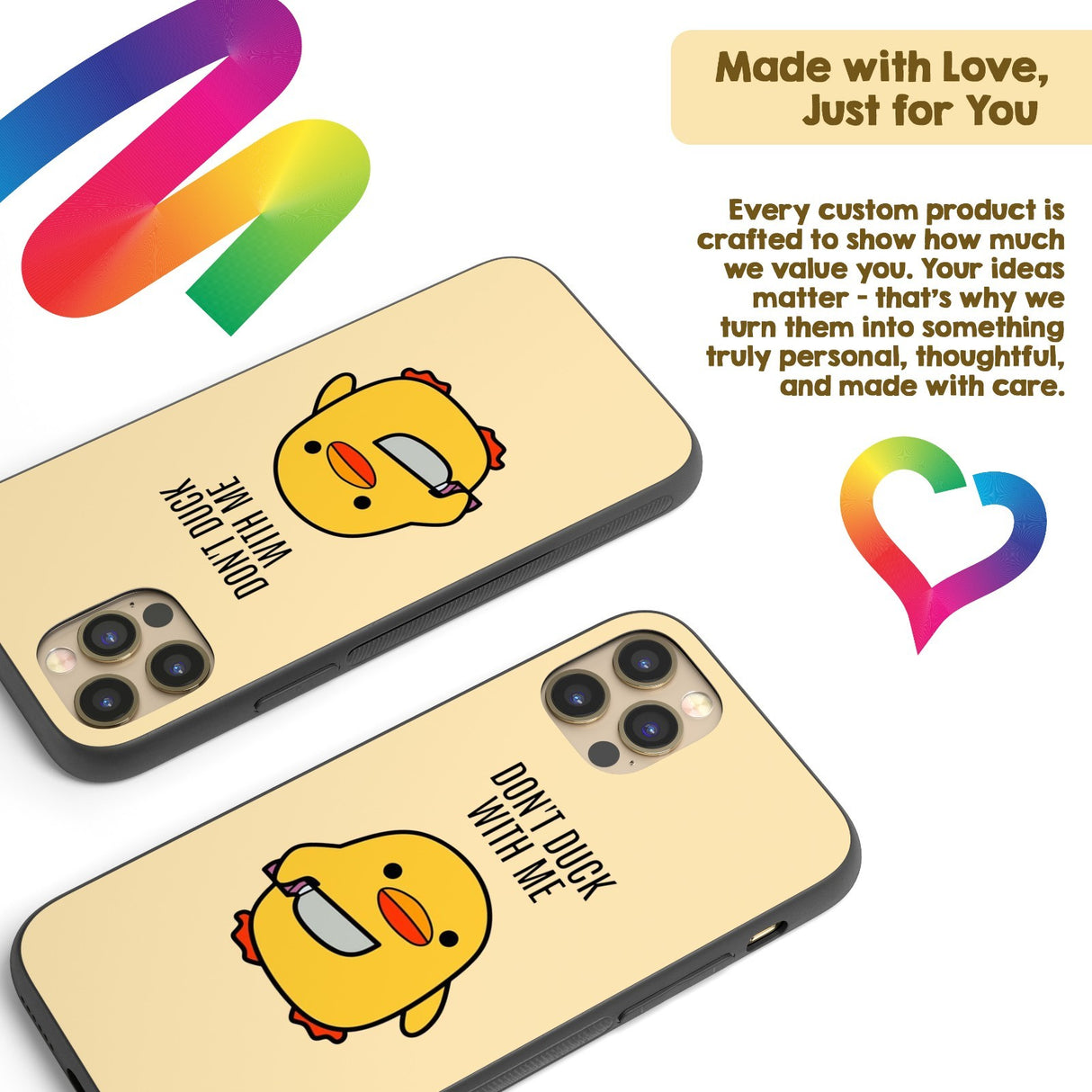 Don't Duck With Me Funny - Personalised Custom Cover - Printed iPhone Black Case