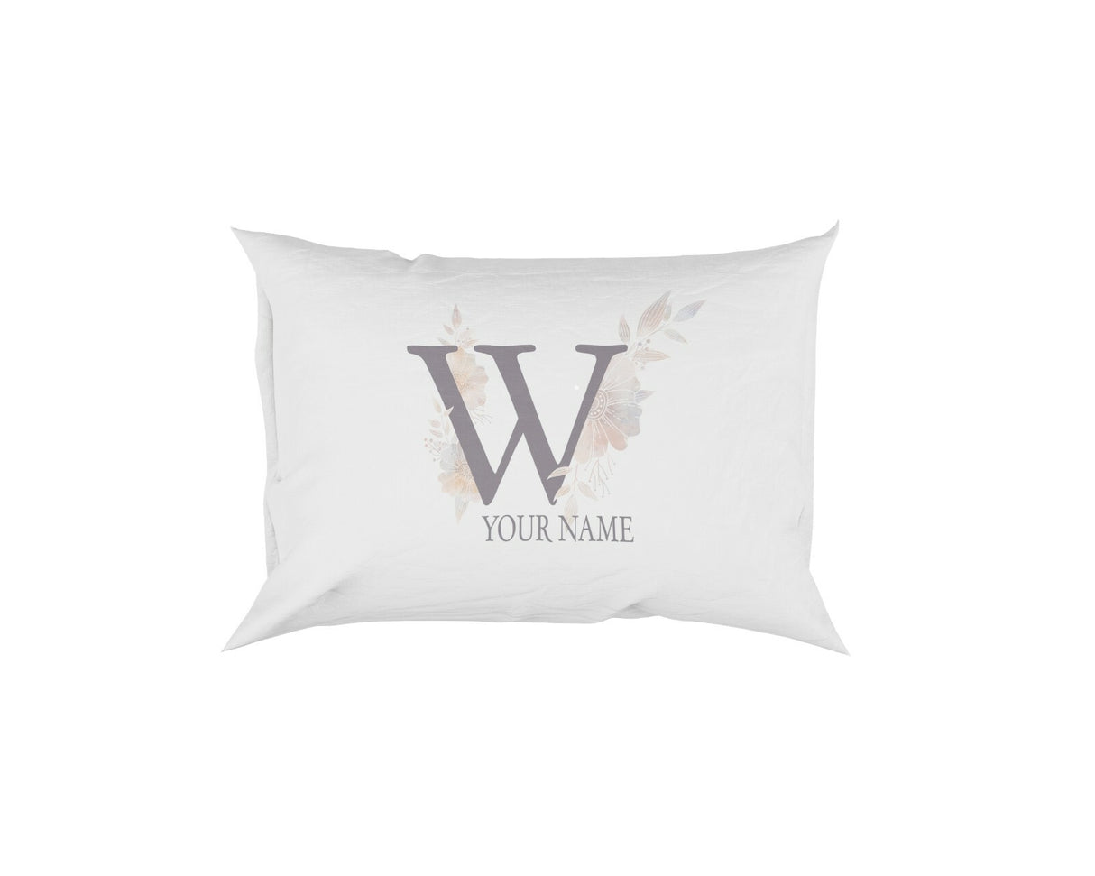 Personalised Misty Dusty Pastel Alphabet Floral Name Initial Letter Pillow Case